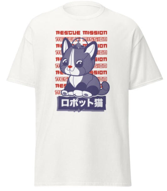 Rescue Mission robot cat youth T-shirt graphic