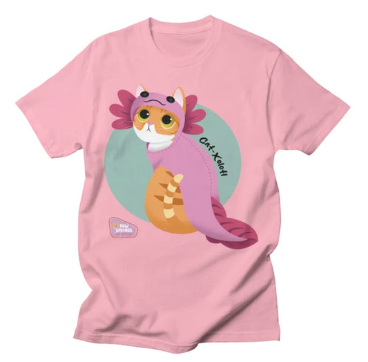 Pink Cat-Xolotl original Pawsprings illustration graphic T-shirt mockup